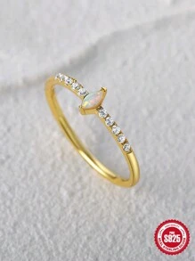1 Anillo Sencillo De Plata De Ley S925 Para Mujer, Joyería De Boda, Anillos Finos - Oro Talla 8 - Ver 2