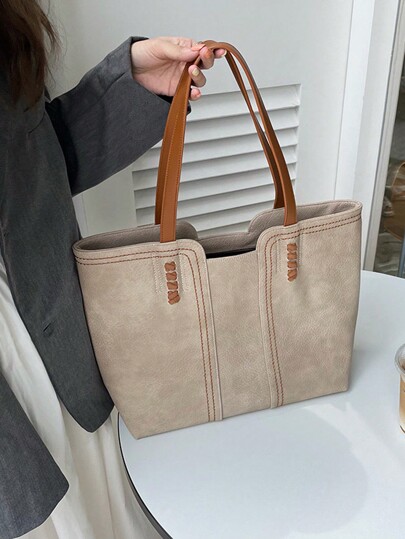 حقيبة كتف كبيرة بسعة كبيرة بمزيج رائع من الفينتج من الجلد الصناعي Pu للاستخدام اليومي في الخريف والشتاء