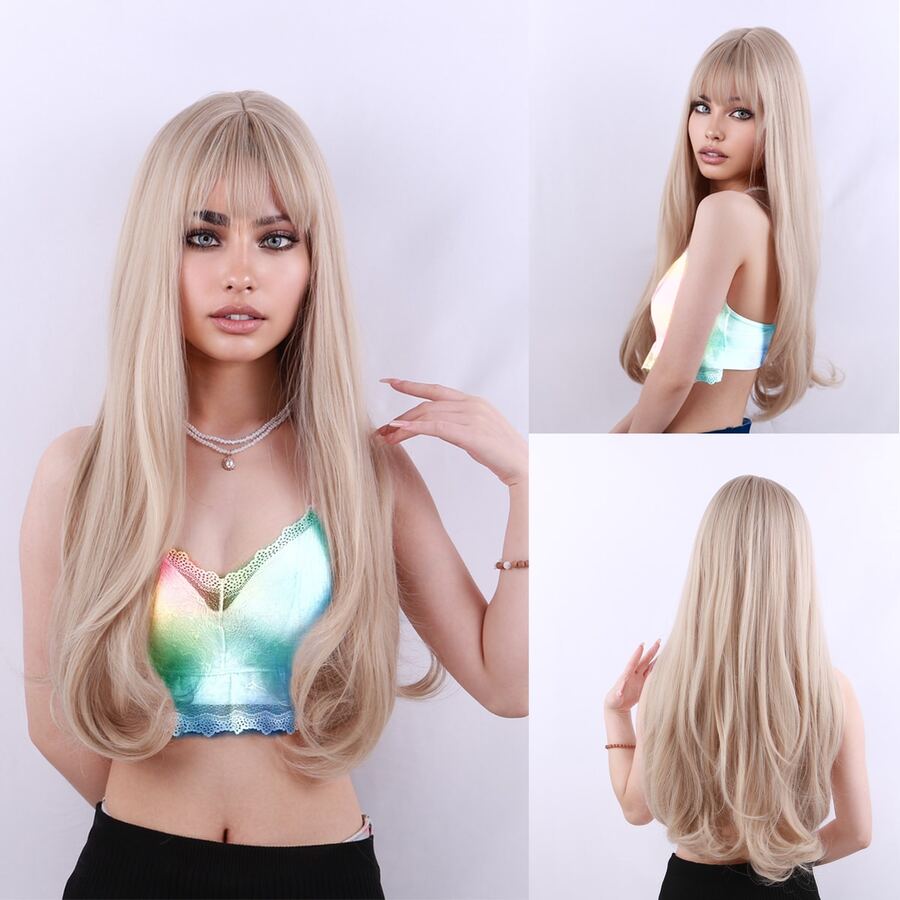 Tóc giả dệt tổng hợp Tóc giả Mái - Vàng - Xem 1