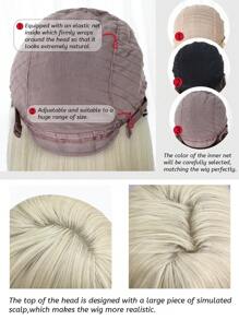 alicegarden 1 片合成耐热、短款 Bobo 直发假发，金色刘海，10 英寸长，全机器编织日常自然逼真假发 - 金色 - 查看 8