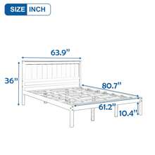 Nestfair Queen Wooden Platform Bed with Headboard and Wood Slat Support