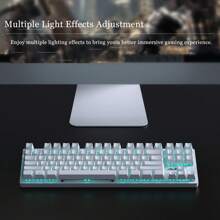 Ajazz Ak40機械鍵盤87鍵女生熱插拔三模式無線運動遊戲辦公綠軸藍白白光 - 藍白色 - 查看 5