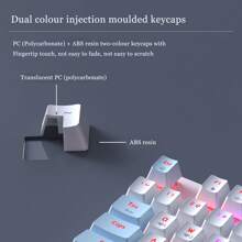 Ajazz Ak40機械鍵盤87鍵女生熱插拔三模式無線運動遊戲辦公綠軸藍白白光 - 藍白色 - 查看 4