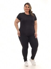 Kit 3 Peças - Camiseta Feminina Dry Fit Plus Size Poliester Academia - Multicolorido - Visão 4