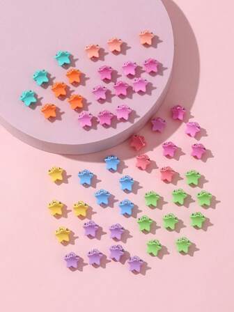 10入/set 隨機顏色混搭星型寵物髮夾