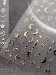 1sheet 5D Star With Rhinestone Nail Art Stickers Adhesive Manicure Decals Nail Art - Gold - View 4