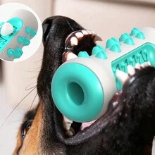 1個灰藍色寵物咀嚼玩具,狗用牙齒清潔tpr&尼龍材質骨形咬具具有抗咬特性,易於清潔,適用於狗的牙齒清潔、消遣、娛樂、促進消化和戶外旅遊玩具