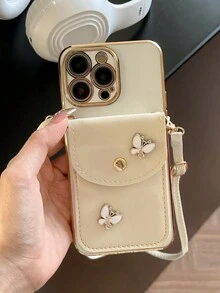 1 件白色 Diy 3d 電鍍蝴蝶裝飾防摔電鍍手機殼合金材料製成 - 白色 - 查看 4