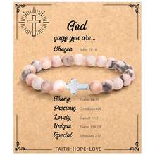 1 件基督教礼物，适合女性，十字架串珠手链，天主教珠宝，母亲节生日圣诞节礼物，适合女性，母女，姐妹，女友，奶奶，妻子 - 粉色 - 查看 7