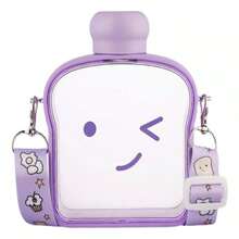 Botella De Agua Diseño pan tostado. Cantimplora Portatil colores pastel para vieje o escuela. capacidad de 380 ML - Morado Violeta - Ver 1