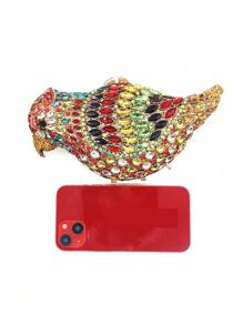 FOLO Mini Multicolor Rhinestone Decor Parrot Shape Evening Bag,Luxury Diamond Clutch Purses,Cute Brid Design Crystal Metal Handbags For Halloween Party&Prom - Multicolor - View 10
