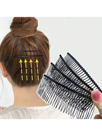 4pcs Women's Black Twisted Hairbands With Inserted Comb Teeth, Fashionable Hair Comb Suitable For Daily Use