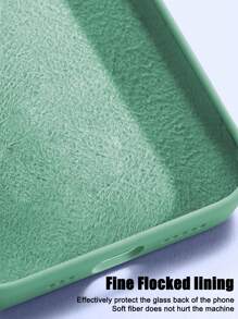 1PC Luxury Liquid Silicone Shockproof Case Compatible With Apple Compatible With IPhone 16 14 13 12 11 15 Pro Max Cover Compatible With IPhone 12 13 Mini 14 15 16 Plus Fashion With Velvet Protection Phone Cases - Green - View 3