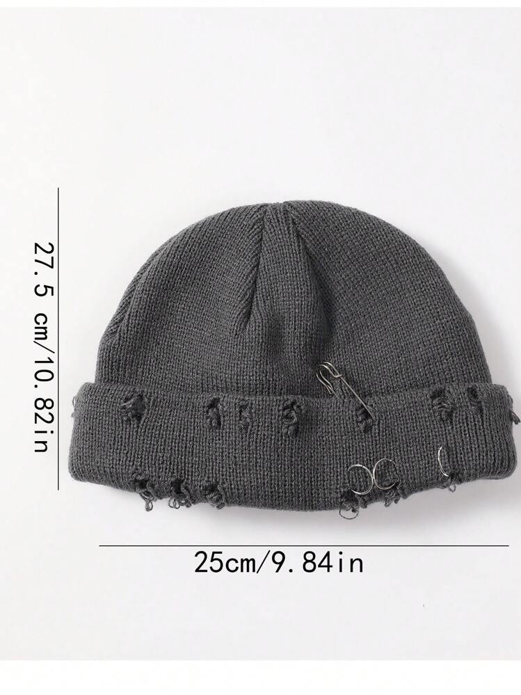 1pc Unisex Knitted Beanie Hat With Thickening Lining, Outdoor