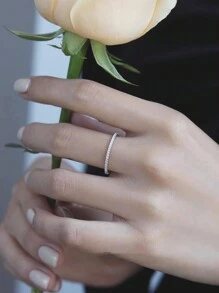 1 Peça Anel de Prata Esterlina S925, Jóia Banhada a Ouro Rosa com Cubic Zircônia em Estilo Minimalista para Mulheres, Acessório Elegante, de Verão, Exclusivo para Comércio Transfronteiriço, Fashion, Comemorativo, Presente Refinado
