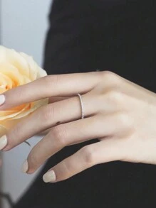 1 Peça Anel de Prata Esterlina S925, Jóia Banhada a Ouro Rosa com Cubic Zircônia em Estilo Minimalista para Mulheres, Acessório Elegante, de Verão, Exclusivo para Comércio Transfronteiriço, Fashion, Comemorativo, Presente Refinado