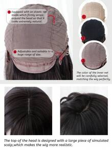 alicegarden 1 Bộ tóc giả dài thẳng bằng sợi tổng hợp chịu nhiệt màu đen, 24 inch, mặc hàng ngày, trông tự nhiên - màu nâu - Xem 8