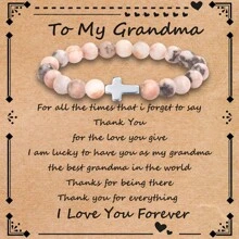 1 件基督教礼物，适合女性，十字架串珠手链，天主教珠宝，母亲节生日圣诞节礼物，适合女性，母女，姐妹，女友，奶奶，妻子 - 粉色 - 查看 19