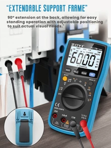 Multímetro Digital Zoyi Vc17b+ 6000 Cuentas Multitester Digital Profesional Con Transistores Y Capacimetro - Azul - Ver 5
