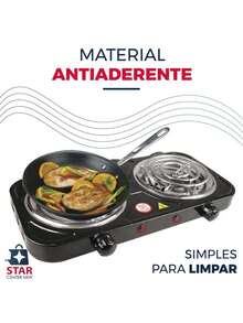 Fogão Fogareiro Elétrico Cooktop Portátil 2 Bocas 2000w Potente Prático 220v - Preto - Visão 5