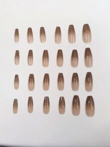 24 chiếc móng tay mùa thu và mùa đông, móng tay dài hình quan tài, móng tay dễ thương, móng tay giả màu nâu chuyển sắc kèm theo một miếng keo dán móng tay, dụng cụ chà móng tay và bộ móng nghệ thuật, móng tay giả, móng tay giả, móng tay nghệ thuật, móng tay ngắn, trung bình, dài, móng tay hình vịt hạnh nhân, móng tay acrylic thủ công, bộ đá quý, bùa hộ mệnh và đá giả, đồ dùng làm móng tự làm, móng tay - Nhiều màu - Xem 4