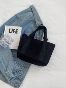 天鵝絨女性時尚手提包,可容納10.5吋物品 - 黑色 - 查看 8