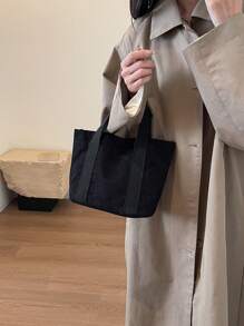 天鵝絨女性時尚手提包,可容納10.5吋物品 - 黑色 - 查看 4