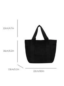 天鵝絨女性時尚手提包,可容納10.5吋物品 - 黑色 - 查看 10