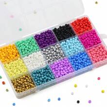 15-Grid Bead Storage Box With Approx. 14850/6450/2100 Pcs 2/3/4mm Glass Beads, For DIY Jewelry Making, Handmade Beaded Bracelets, Necklaces And Other Accessories - colorful rice beads - View 15