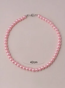 1入組短玻璃珍珠項鍊在優雅淺褐色適合女士,多種可用顏色 - 米色 - 查看 7