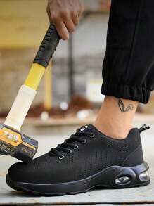 Steel Toe Shoes for Men Lightweight Breathable Comfortable Work Safety Shoes Industrial Construction Indestructible Sneakers Black - Black - View 3