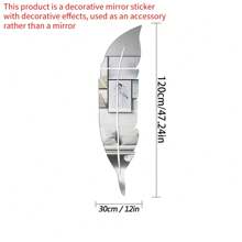 Bộ 6 Gương trang trí lông vũ màu bạc, Miếng dán trang trí tường PMMA sáng tạo để trang trí nhà - Bạc - Xem 2