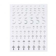 6入組金屬銀色指甲貼紙 Y2K 3D星形指彩貼紙，金屬自粘指甲藝術貼紙，金屬鏈扣心形鎖頸鏈天使翅膀指甲貼紙自粘指甲貼紙DIY - 銀色 - 查看 9