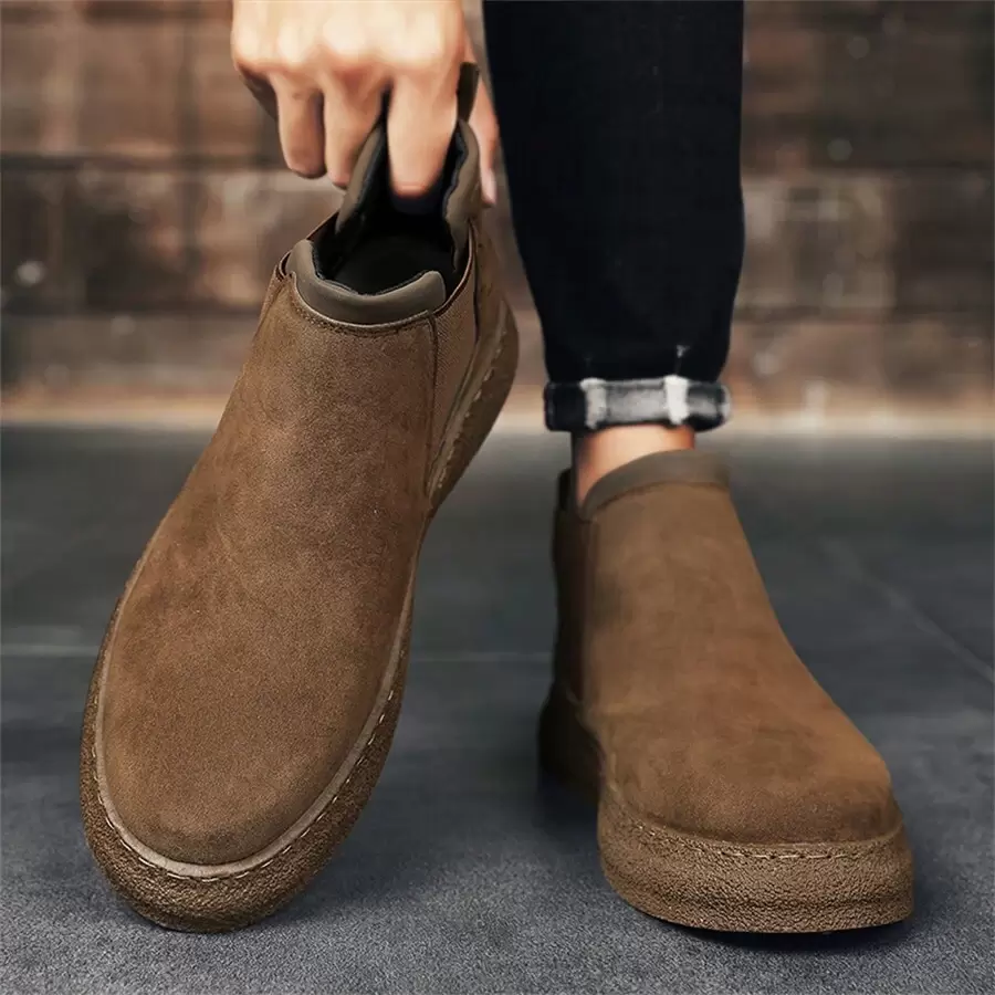 Men's Stylish Comfortable High Top Sock Boots - Brown - View 1