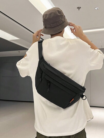 Bolsa deportiva casual para hombres, paquete para el pecho de gran capacidad, riñonera, bolsa de hombro negra para la universidad, bolsa de papá para el verano, bolsa de estudiante universitario, bolsa de bandolera, riñonera, bolsa de cintura, bolsa de viaje con múltiples bolsillos, regalos casuales para papá, bolsa para el pecho, bolsa lateral, bolsa vagabunda, regalos, artículos esenciales para vacaciones, bolsa de regreso a la escuela, paquete de suministros escolares de primavera