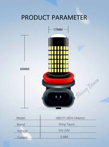 1pc Car Led Turn Signal Light, H11 3014 144smd Canbus Anti-flicker Decode Turn Signal & Reversing Lamp, 12v-24v - White - View 1
