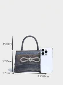 Túi đeo chéo Nữ Tay cầm Top Chuỗi Mốt - Bạc - Xem 5
