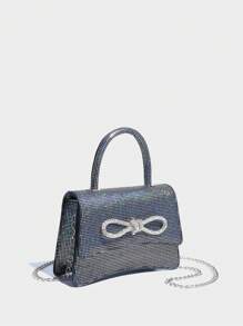 Túi đeo chéo Nữ Tay cầm Top Chuỗi Mốt - Bạc - Xem 2