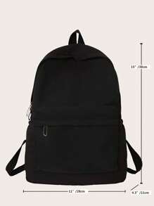 Versatile Solid Color Backpack,Classic Large Capacity Shoulder Bag Campus Bookbag Suitable For High School And College,Business Casual Commuting Laptop Work Backpack For Men And Women,Outdoor Travel School Sport Bags Holiday Gift,School Backpack,Large Capacity,Portable,Laptop Compartment,For Teen Girls Women College Students,Boys And Men,College,Elementary School,Middle School,High School,Work,Business,Commute,Outdoors,Travel,Outings - Black - View 5