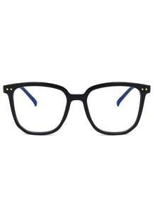 1入方形金釦透明眼鏡框,時尚非處方眼鏡,讓您更加優雅脫俗 - 黑色 - 查看 5