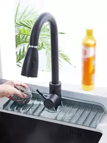 1個矽膠水龍頭滴水墊,廚房水槽墊,浴室收納墊 - 深灰色 - 查看 1