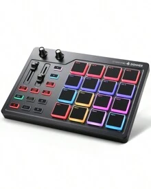 Donner MIDI Controller for Beginners DJ Equipment Music Producers MIDI Pad Beat Maker Portable with 16 Beat Pads 2 Assignable Fader Knobs Music Production Software Included USB MIDI Pad Controller DPD-16 - 黑色 - 查看 2