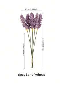 6 件装人造小麦和蒲苇束（白色、深粉色、深紫色、浅紫色、绿色、蓝色、杏色、米色），情人节，礼物 - 紫色 - 查看 7