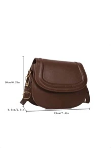 Túi đeo chéo yên ngựa mini màu trơn thời trang có dập nổi, túi xách nữ phong cách tối giản - màu nâu - Xem 4