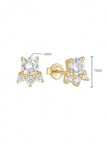 1 對 925 純銀可愛貓爪和氧化鋯耳釘,送給少女的生日禮物