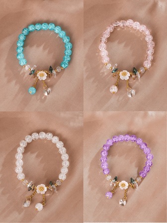 花朵裝飾串珠手鏈