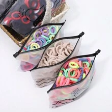 100 件裝糖果色女孩髮帶,簡單蝴蝶結髮帶和鬆緊帶,學校風格髮飾 - 彩色 - 查看 1