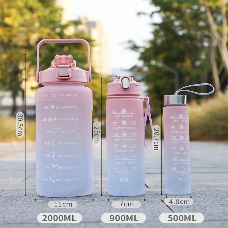 Please Return The Goods At The End Of The Month. We Have Registered For The Europe Key Categories Promotion Event That Starts On September 13th. 1 Set Of 3 Water Bottles (2l+900ml+500ml) And 1 Set Of 3 Gradient Color Space Cups; Frosted 2000ml Large Capacity, High Temperature Resistant Water Cup, Sports Kettle, And 3pcs 2l Water Bottles. - Purple - View 1