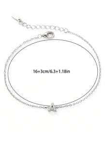 FOREVER QUEEN 925 純銀女士首字母 AZ 字母堆疊手鍊，14K 白金填充精緻手鍊，女士手鍊首飾很棒的禮物