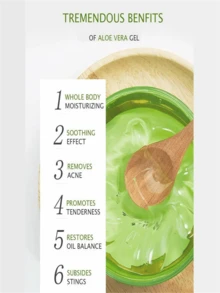 Gel de Aloe Vera para la Piel, Mejora la Sequedad, Minimiza los Poros, Controla la Grasa, Fácil de Aplicar, Hidratante para Después del Sol, Cuidado Reparador de la Piel - Verde - Ver 1